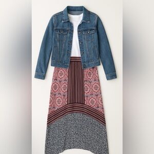 New Directions Belk Boho Peasant Skirt M | High-Low | Stretch Waist